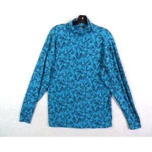REI‎ Mens Jacket L Blue Tropical Floral 1/4 Zip VTG USA Hiking Camping Gorpcore